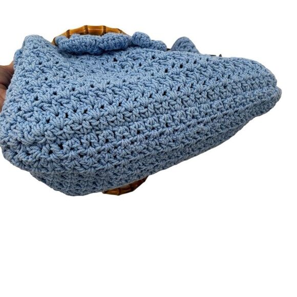 Patricia Nash Safflower Blue Cantinella Crochet Bag with Bamboo Handles - Picture 6 of 16